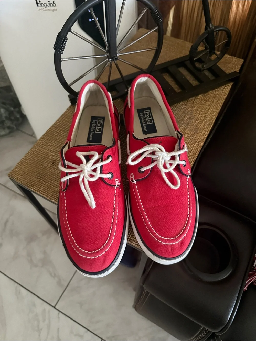 Polo by Ralph Lauren Red Canvas Boat Shoes with White Laces